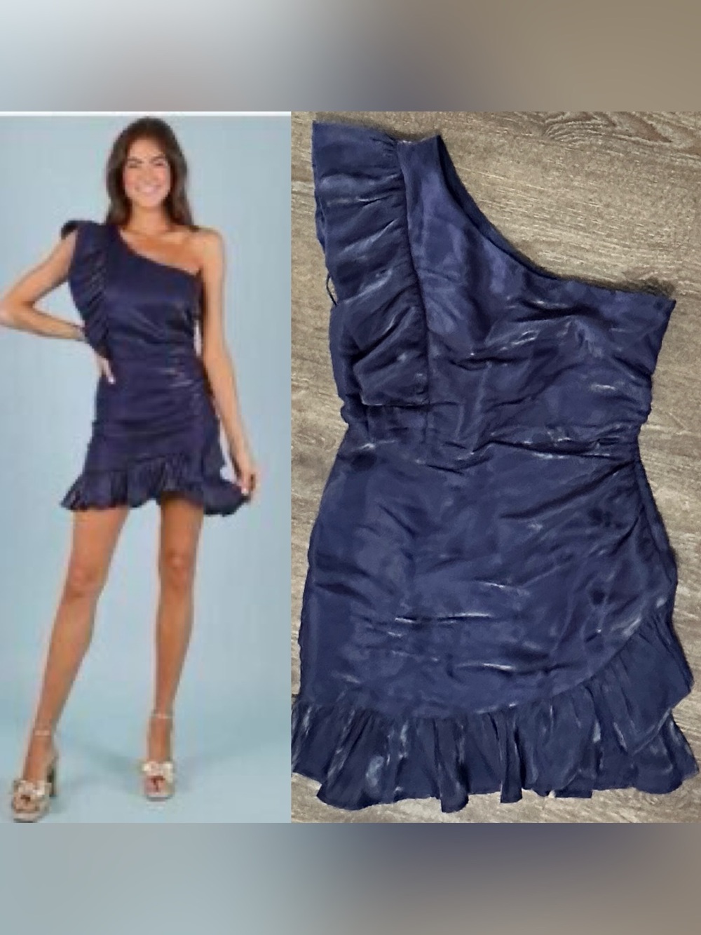 T.C.E.C. TCEC One shoulder Shimmering LOOK ruffle dress SIZE Medium M EUC